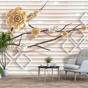 Abstract Flower Branch Mural | Modern Floral Wallpaper | Canvas Prints Nepal