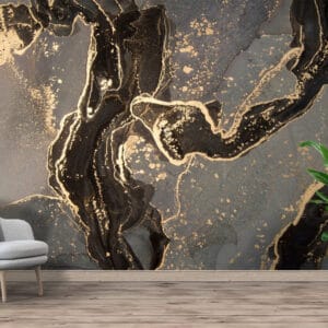 Black Gold Abstract Marble Mural Print | Custom Canvas Prints Nepal | Mural Prints Nepal | Wallpaper Nepal | Wall Art Nepal