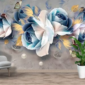 3D Rose Flower Wall Mural | Custom Canvas Prints Nepal | Mural Prints Nepal | Wallpaper Nepal | Wall Art Nepal