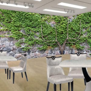 Stone Wall Green Leaves Mural Print | Custom Canvas Prints Nepal | Mural Prints Nepal | Wallpaper Nepal | Wall Art Nepal