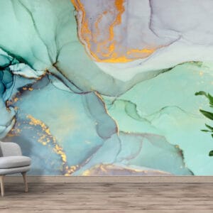 Turquoise Gold Marble Wall Mural | Custom Canvas Prints Nepal | Mural Prints Nepal | Wallpaper Nepal | Wall Art Nepal