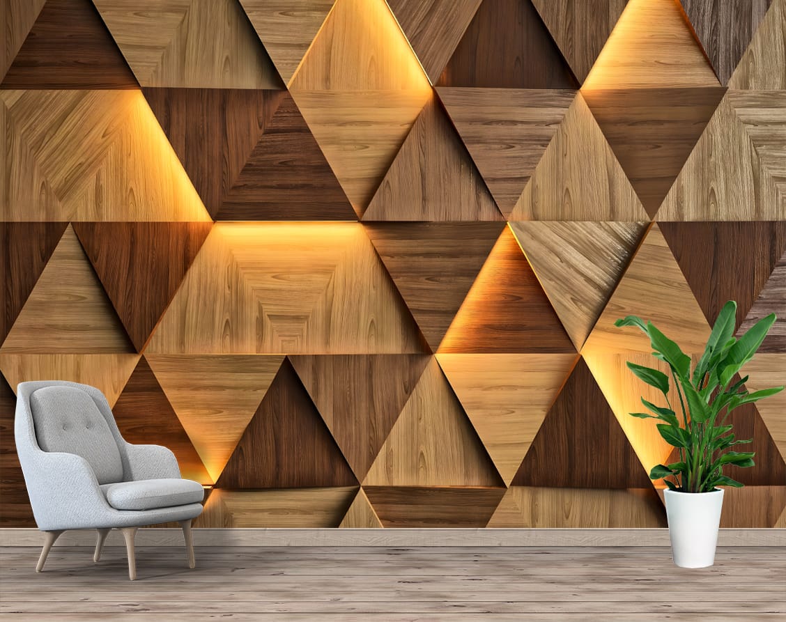 3D Geometric Wood Panel Mural Print 3D Geometric Wood Panel Mural Print | Custom Canvas Prints Nepal | Mural Prints Nepal | Wallpaper Nepal | Wall Art Nepal