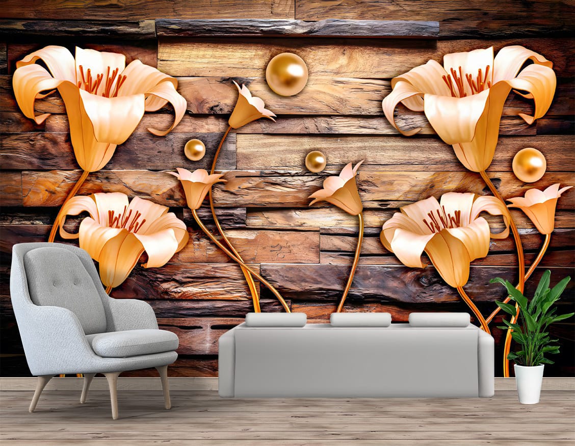 3D Lily Wood Texture Mural Print 3D Lily Wood Texture Mural Print | Custom Canvas Prints Nepal | Mural Prints Nepal | Wallpaper Nepal | Wall Art Nepal