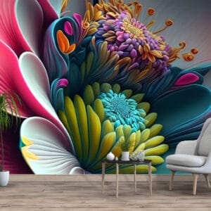Vibrant Abstract Floral Mural Print | Custom Canvas Prints Nepal | Mural Prints Nepal | Wallpaper Nepal | Wall Art Nepal