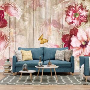 Vintage Flower Wall Mural | Rustic Floral Wallpaper | Canvas Prints Nepal