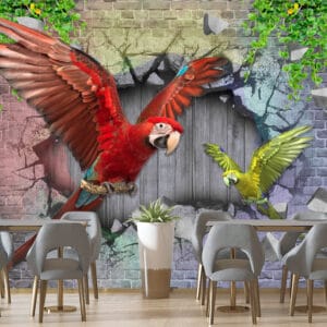 3D Parrot Wallpaper | Custom Canvas Print Nepal | Mural Prints Nepal | Wall Art Nepal
