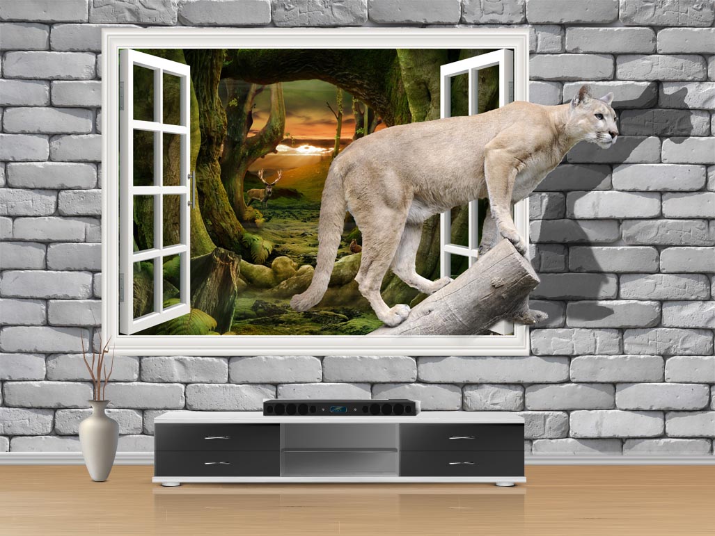 3D Cougar Window Wall Mural 3D Cougar Window Wall Mural | Wildlife Wall Decor Nepal | Custom Wallpaper Nepal | Wall Art Nepal | Custom Canvas Prints Nepal | Custom Mural Print Nepal