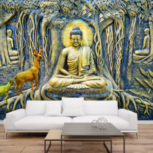 Buddha Bodhi Tree Relief Wallpaper | Spiritual Wallpaper | Custom Wallpaper Nepal | Wall Art Nepal | Custom Canvas Prints Nepal | Custom Mural Print Nepal | Religious and Spiritual Wallpaper