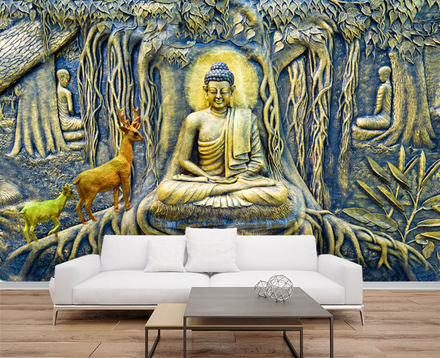 Buddha Bodhi Tree Relief Wallpaper Buddha Bodhi Tree Relief Wallpaper | Spiritual Wallpaper | Custom Wallpaper Nepal | Wall Art Nepal | Custom Canvas Prints Nepal | Custom Mural Print Nepal | Religious and Spiritual Wallpaper