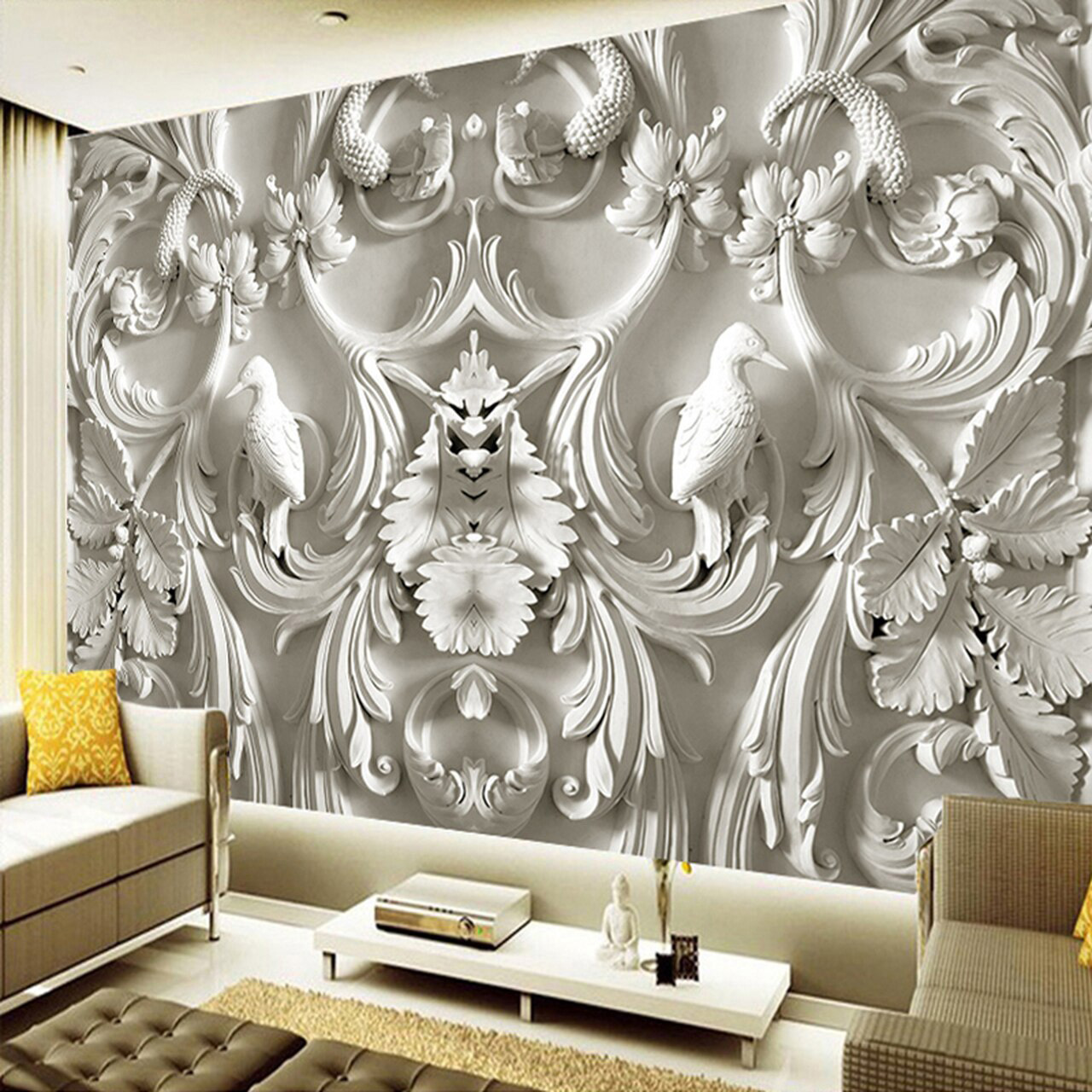 Ornate Plaster Wall Mural Ornate Plaster Wall Mural | 3D Floral Relief Wallpaper | Canvas Prints Nepal