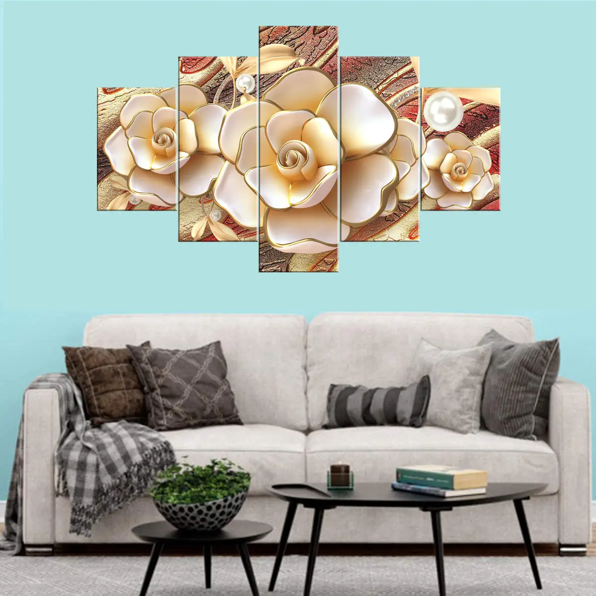 3D Floral Pearl Canvas Print 3D Floral Pearl Canvas Print | canvas print nepal | mural print nepal | wall art print