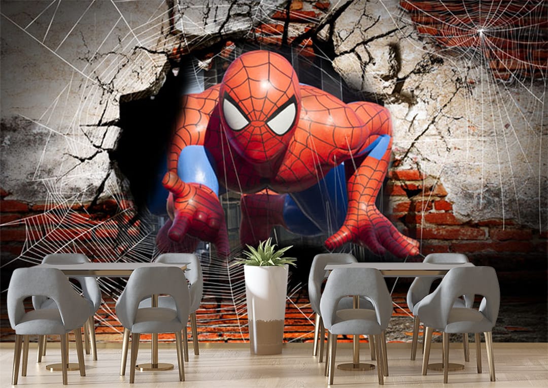 3d Spider-Man Brick Wall Mural 3D Spider-Man Brick Wall Mural | Custom Canvas Prints Nepal | Mural Prints Nepal | Wallpaper Nepal | Wall Art Nepal