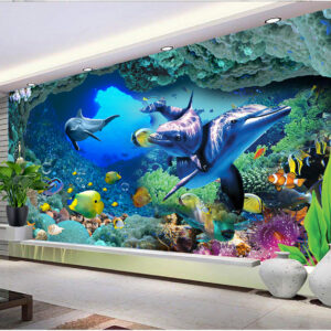 3D Underwater Cave Wallpaper | Custom Canvas Print Nepal | Mural Prints Nepal | Wall Art Nepal