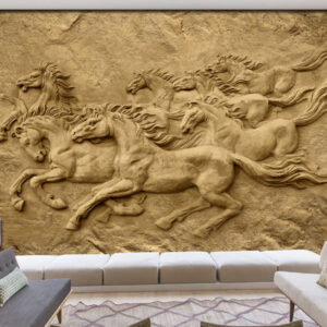 3D Running Horses Relief Mural | Animal Wall Decor Nepal | Custom Wallpaper Nepal | Wall Art Nepal | Custom Canvas Prints Nepal | Custom Mural Print Nepal
