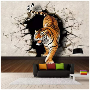 3D Tiger Broken Wall Mural | Wildlife Wall Decor | Custom Wallpaper Nepal | Wall Art Nepal | Custom Canvas Prints Nepal | Custom Mural Print Nepal
