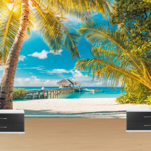 3D Tropical Bungalow Wallpaper | Custom Canvas Print Nepal | Mural Prints Nepal | Wall Art Nepal