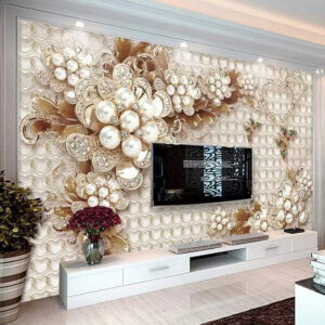 Elegant TV Wall Mural | 3D Floral Design | Canvas Prints Nepal