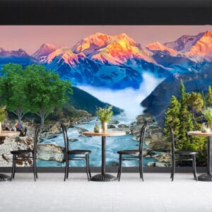 Himalayan River Valley Sunset Mural | Nepal Landscape Wall Decor | Custom Wallpaper Nepal | Wall Art Nepal | Custom Canvas Prints Nepal | Custom Mural Print Nepal