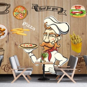 Chef Food Icon Restaurant Mural | Custom Canvas Prints Nepal | Mural Prints Nepal | Wallpaper Nepal | Wall Art Nepal