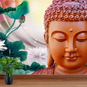 Serene Buddha Lotus Wallpaper | Spiritual Wallpaper | Custom Wallpaper | Wall Art | Custom Canvas Prints