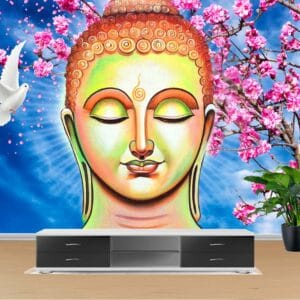 Buddha Dove Blossom Wallpaper | Spiritual Wallpaper Nepal | Custom Wallpaper Nepal | Wall Art Nepal | Custom Canvas Prints Nepal