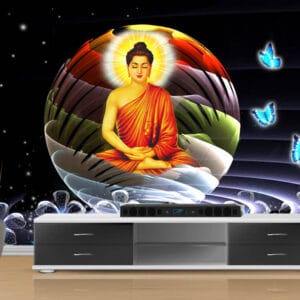 Meditating Buddha Butterfly Wallpaper | Spiritual Wallpaper Nepal | Custom Wallpaper Nepal | Wall Art Nepal | Custom Canvas Prints Nepal