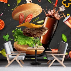 Burger Wallpaper for Restaurant | Custom Canvas Prints Nepal | Mural Prints Nepal | Wallpaper Nepal | Wall Art Nepal