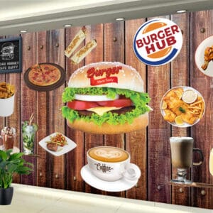 Burger Hub Restaurant Mural | Custom Canvas Prints Nepal | Mural Prints Nepal | Wallpaper Nepal | Wall Art Nepal