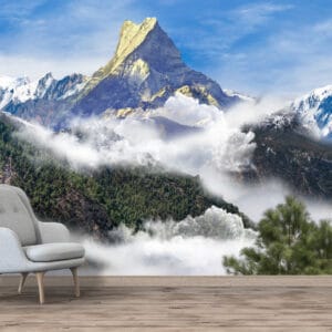 Machhapuchhre Mountain Mist Mural | Nepal Mountain Wall Decor | Custom Wallpaper Nepal | Wall Art Nepal | Custom Canvas Prints Nepal | Custom Mural Print Nepal