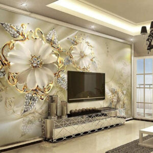 3D Flower TV Wall Mural | Luxury Floral Wallpaper | Canvas Prints Nepal