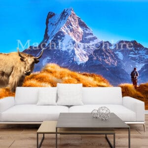 Machhapuchhre Mountain Yak Mural | Nepal Nature Wall Decor | Custom Wallpaper Nepal | Wall Art Nepal | Custom Canvas Prints Nepal | Custom Mural Print Nepal