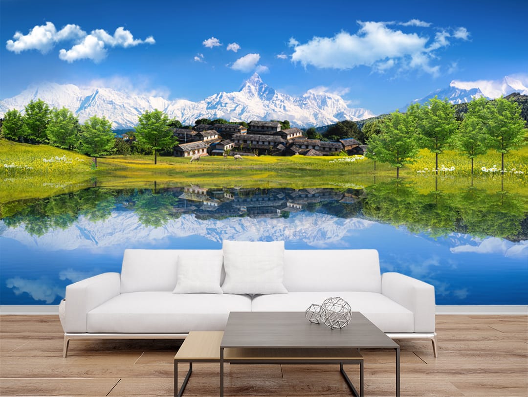 Phewa Lake Pokhara Mural Phewa Lake Pokhara Mural | Nepal Lake Wall Decor | Custom Wallpaper Nepal | Wall Art Nepal | Custom Canvas Prints Nepal | Custom Mural Print Nepal