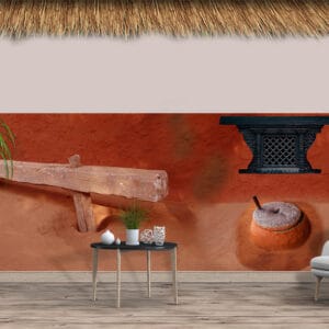 Traditional Nepali Kitchen Mural | Nepal Culture Wall Decor | Custom Wallpaper Nepal | Wall Art Nepal | Custom Canvas Prints Nepal | Custom Mural Print Nepal