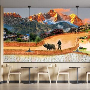 Nepali Rice Terraces Mural | Nepal Agriculture Wall Decor | Custom Wallpaper Nepal | Wall Art Nepal | Custom Canvas Prints Nepal | Custom Mural Print Nepal