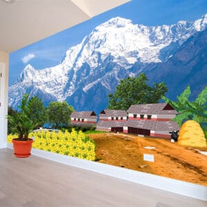 Annapurna Mountain Village Mural | Nature Wall Decor | Custom Wallpaper | Wall Art | Custom Canvas Prints | Custom Mural Print