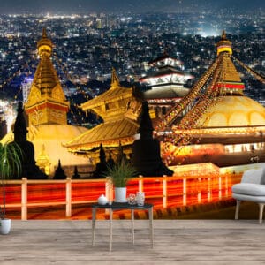 Boudhanath Stupa Night Cityscape Mural | Nepal and Culture Wall Decor | Custom Wallpaper Nepal | Wall Art Nepal | Custom Canvas Prints Nepal | Custom Mural Print Nepal