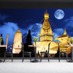 Boudhanath Stupa Moonlight Mural | Nepal Cultural Wall Decor | Custom Wallpaper Nepal | Wall Art Nepal | Custom Canvas Prints Nepal | Custom Mural Print Nepal
