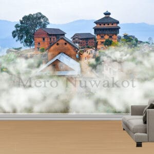 Nuwakot Village Mist Mural | Nepal Cultural Wall Decor | Custom Wallpaper Nepal | Wall Art Nepal | Custom Canvas Prints Nepal | Custom Mural Print Nepal