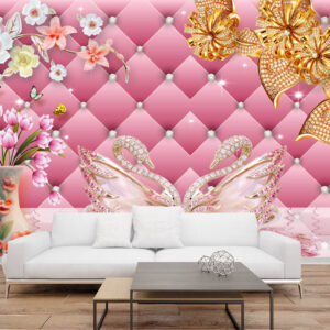 Pink Flower Mural Prints | Quilted Pink Decor | Canvas Prints Nepal