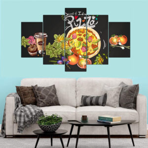 Pizza and Coffee Sketch Canvas Print | Custom Canvas Print Nepal | Mural Print Nepal | Wall Art Print