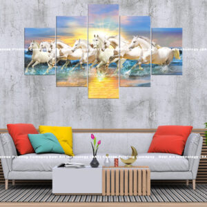 White Horses Running Through Water Canvas Print | Custom Canvas Print Nepal | Mural Print Nepal | Wall Art Print