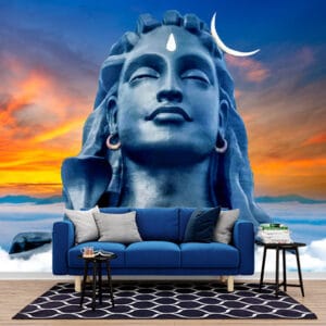 Adiyogi Shiva Sunset Wallpaper | Hindu Spiritual Wallpaper | Custom Wallpaper | Wall Art | Custom Canvas Prints