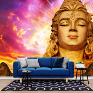 Adiyogi Shiva Sunset Mural Print | Religious Mural Print | Custom Mural Print Nepal | Wallpaper Nepal | Wall Art Nepal | Custom Canvas Prints Nepal