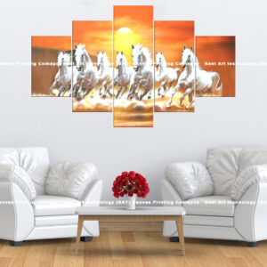 White Horses Running in Sunset Glow Canvas Print | Custom Canvas Print Nepal | Mural Print Nepal | Wall Art Print