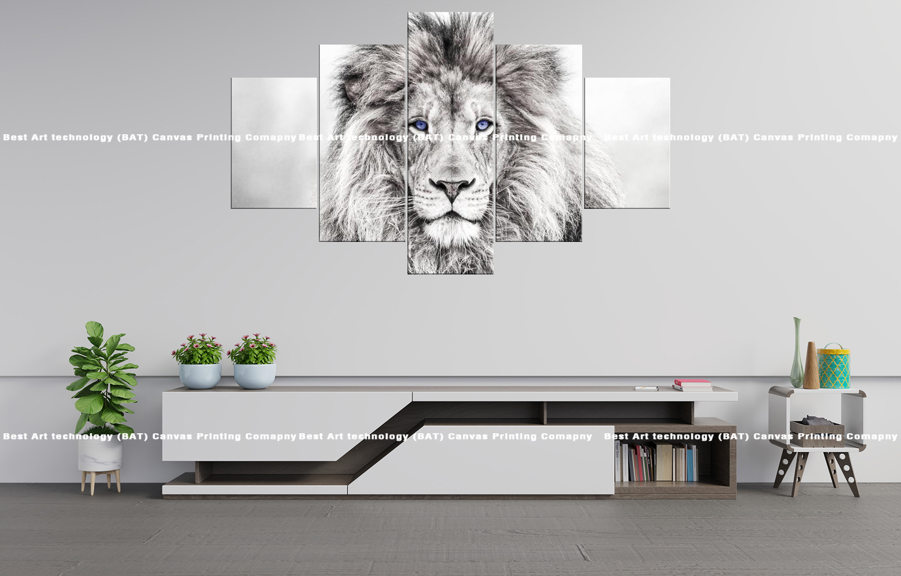 Abstract Animal Face Canvas Lion with Blue Eyes Canvas Print | Custom Canvas Print Nepal | Mural Print Nepal | Wall Art Print