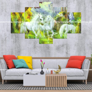 White Horses in Green Pasture Canvas Print | Custom Canvas Print Nepal | Mural Print Nepal | Wall Art Print