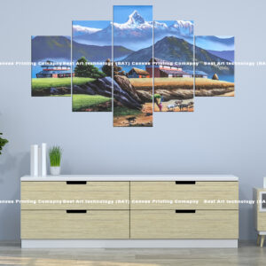 Village Art Canvas Print | canvas print nepal | mural print nepal | wall art print