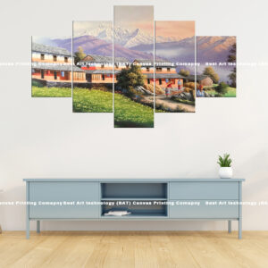 Village Mountain Art Canvas Print | canvas print nepal | mural print nepal | wall art print
