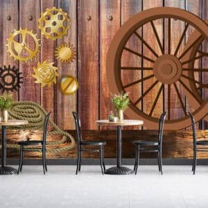 Rustic Gears and Wheels Mural | Custom Canvas Print Nepal | Mural Prints Nepal | Wall Art Nepal