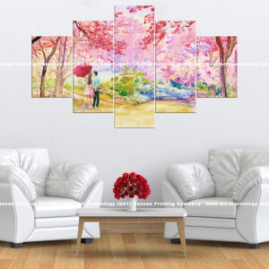 Couple in Cherry Blossom Park Canvas Print | canvas print nepal | mural print nepal | wall art print
